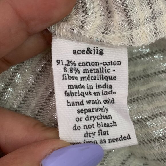 Ace & Jig Women's V Neck Sleeveless Cream Metallic Mini Dress Size Small - Picture 9 of 9